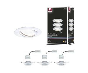 Spot encastré LED Paulmann Base 3 x 5 W, 3 000 K, blanc/métal | KIT COMPLET - Le kit se compose de trois luminaires