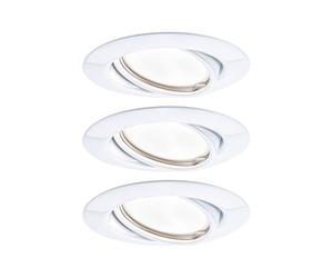Spot encastré LED Paulmann Base 3 x 5 W, 3 000 K, blanc/métal | Kit de 3 luminaires orientables, température de couleur en k 3000, avec variateur 3 Step Dim, pour raccordement direct 230 V