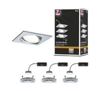 Spot encastré LED Paulmann Nova Plus, kit de 3, 2700 K, alu tourné | Orientable, dimmable, pour raccordement direct 230 V, IP23, lumière blanche chaude