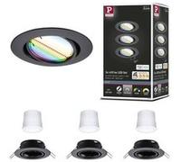Spot encastré LED Smart Home Zigbee 3.0 Base Coin Kit de base orientable rond 90mm 20° Coin 3x4,9W 3x420lm 230V gradable RGBW+ Noir mat Noir mat G