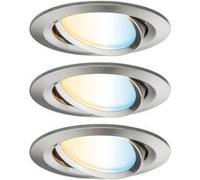 Spot encastré LED Smart Home Zigbee 3.0 Nova Plus Coin Kit de base orientable rond 84mm 50° Coin 3x6W 3x470lm 230V gradable Tunable White Acier brossé Acier brossé