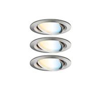 Spot encastré LED Smart Home Zigbee 3.0 Nova Plus Coin Kit de base orientable rond 84mm 50° Coin 3x6W 3x470lm 230V gradable Tunable White Acier