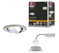 Spot encastré LED Smart Home Zigbee 3.0 Nova Plus Coin orientable rond 84mm 50° Coin 5,2W 400lm 230V gradable RGBW+ Acier brossé Acier brossé G