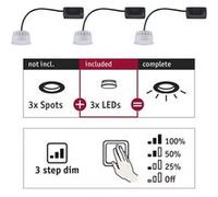 Spot encastré modulaire LED 3-Step-Dim Choose Coin Kit de 3 rond 50mm Coin 3x6W 3x470lm 230V gradable 2700K Satiné G