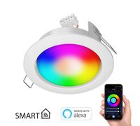 Spot encastré Zobe II plat blanc semi-brillant + ampoule RGB blanc chaud