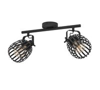 Spot GIRONA E27 2X40W en acier noir et laiton brossé 440x190x150mm