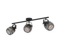 Eglo Rail spot Girona, rampe de 3 spots orientables, barre de spots pivotants, plafonnier en métal noir et laiton brossé, lampe de plafond avec douille E27