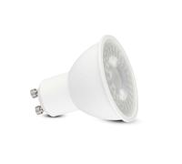 Spot GU10 de 7,5 W, fabriqué en plastique, avec puce de haute efficacité et 6 500 K de température de couleur. Idéal pour éclairer des pièces avec une lumière blanche vive et claire. Ouverture à 110