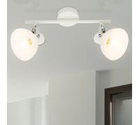 Plafonnier spot de plafond orientable verre blanc plafonnier chrome, interrupteur, 2x LED 4W 320Lm blanc chaud, L 35 cm