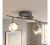 Spot Lampe Murale Wandleuchte Spots Mobile En Verre Clair Satiné Argent LED