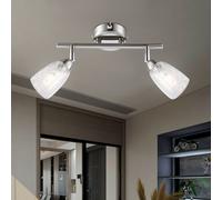 Lampe de plafond Lampe de plafond Spot Lampe de salon, 2 flammes Spots mobiles, chrome nickel mat argenté, 2x G9 3W 300Lm blanc chaud, LxlxH 25x6x11cm