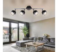 Spot Lampe Plafonnier 4 Flammes Spots Mobiles Noir Chrome