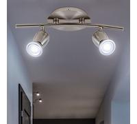 Plafonnier Plafonnier Spot Spot Spotlight Lampe de salon, spots à 2 flammes mobiles, chrome mat, 2x LED 4W 230Lm blanc chaud, LxH 32,6x9,9cm