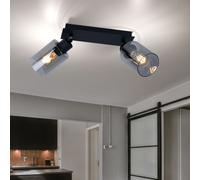 Spot Lampe Plafonnier Salon Lampe Orientable 2X LED Verre Fumé Noir