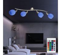 Spot Lampe Plafonnier Télécommande 4 Flammes Dimmable Verre RGB LED