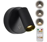 Spot LED à batterie avec télécommande, applique murale rechargeable par USB, 3 températures de couleur, à intensité variable, sans fil, avec fonction de minuterie, spot pour art plantes, portraits