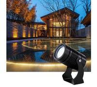 Spot LED à faisceau étroit avec rotation, projecteur pour façades extérieures de bâtiments, spot LED étanche IP67 à faisceau concentré, lumière de jardin longue portée (Warm light,Black 5 W (220 V)