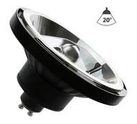 Spot LED AR111 douille GU10 10W Blanc Chaud 3000K Noir
