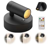 Spot LED avec batterie avec télécommande, applique murale, 3 températures de couleur, intensité variable, rechargeable par USB, sans fil, avec fonction de minuterie, spot pour art plantes, portraits