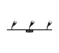 Spot LED de plafond, lampe de salon à 3 ampoules, orientable, métal noir, L 60 cm