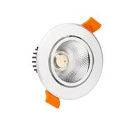 Spot LED Downlight COB Orientable Rond 12W Argenté Coupe Ø 90mm No Flicker No Flicker 5000K Blanc froid