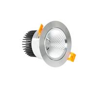 Spot LED Downlight COB Orientable Rond 12W Argenté Coupe Ø 90mm No Flicker No Flicker 4000K Blanc neutre