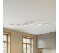 Spot LED Eldrin de Lindby, blanc, à 6 lampes, réglette lumineuse dimmable, blanc, Salon / Salle à manger, Métal, Moderne, Plafonnier