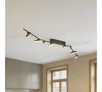 Spot LED Eldrin de Lindby, noir, à 6 lampes, réglette lumineuse dimmable, noir, Salon / Salle à manger, Métal, Moderne, Plafonnier