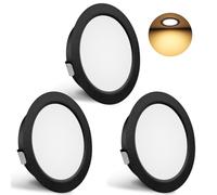 Spot LED Encastrable 230V 3W 3000K IP44 Spotsplafond 55-58mm 3PCS Noir