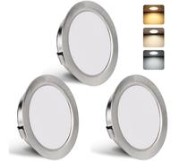Spot LED Encastrable 230V 3W 3CCT IP44 Spotsplafond 55-58mm 3PCS Nickel