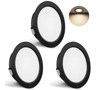 Spot LED Encastrable 230V 3W 4000K IP44 Spotsplafond 55-58mm 3PCS Noir