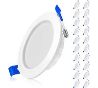 Spot LED encastrable 230V ultra plat 20er Set 5W Salle de bain Spot encastrable Aluminium Mini Plafond - 20x5W, Blanc chaud CEEDIR