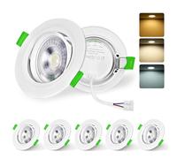 Spot LED Encastrable, 5W 650LM Spot Salle de Bain, IP44 Spot Encastrable LED, Spots de Plafond Extra Plat 21mm, Trou Ø70-75mm, Dimmable Blanc Chaud 3000K Naturel 4000K Froid Blanc 6500K, Lot de 6