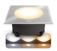 Spot LED encastrable au sol Virok à intensité variable pour extérieur IP67 rond avec câblage de passage - Spot avec LED GX53 6 W 3 couleurs de lumière réglables 3 CCT 230 V