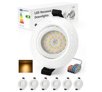 Spot Led Encastrable Blanc Orientable Extra Plat Lumiere Plafond Interieur IP44 Salle de Bain, Spote Trou 68mm - 80mm pour Cuisine Reglable Lampe 230V 4.7W 760LM Pivotant 3000K Blanc Chaud, Pack de 6