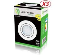 Spot Led Encastrable Blanc Orientable - LAMPESECOENERGIE - Lot de 3 - 5W - Blanc Chaud