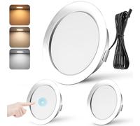 Spot LED Encastrable Dimmable 3W Spot LED 12V Extra Plat Spots de Plafond Blanc Chaud 3000K Blanc Neutre 4000K Blanc Froid 6000K Réglage Tactile Spot Encastrable avec câble de 2m, Lot de 3, Chrome