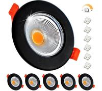Spot LED encastrable dimmable - ESTAMPILLE - Noir - 7W - 3000K Blanc chaud - 600 lm - Extra plat - Ø68 mm - Lot de 6
