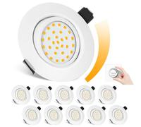 Spot LED Encastrable Dimmable,Extra Plat-25mm Spot Orientable ,Encastré Lampe 2700K Blanc Chaud 5W 600LM Equi. 70W Ampoule Halogène IP44 Plafonnier Encastré,pour salle de bain, salon, boite de 10