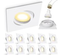 Spot LED encastrable en aluminium carré et inclinable Blanc chaud - 3 W + 6 W, 10er-Set -Weiß 6W, GU10 6.00 wattsW 230.00 voltsV