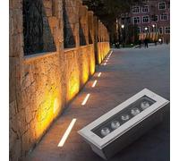 Spot LED Encastrable Exterieur - Enterré Yard Lampe, Lumière Souterraine Linéaire Rectangulaire, IP67 Étanche Lumières D'allée de Couloir Lumière de Marche D'escalier(White,85-245V(6W))