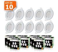 Spot LED encastrable fixe ronde blanc GU10 230V éclaire comme 50W - LAMPESECOENERGIE - Lot de 10