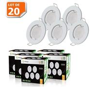 Spot LED encastrable fixe ronde blanc GU10 230V - LAMPESECOENERGIE - Lot de 20 - 430 Lm - 5W - Intérieur