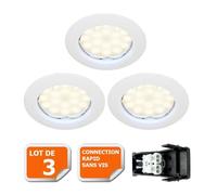 Spot LED encastrable fixe ronde blanc GU10 230V - LampeSecoEnergie - Lot de 3 - 5W - Blanc chaud