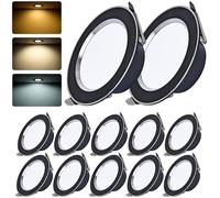 Spot Led Encastrable Noir 12Pcs Salle de Bain Spots Plafond Orientable Extra Plat Exterieur Interieur Matter 5W Encastrés Gros Lot 220V Connecté Neutre Set Trou Φ75-90mm Pour Cuisine/Salon/Couloir
