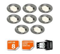 Spot LED encastrable orientable Alu Brossé - LAMPESECOENERGIE - Blanc chaud - 400 lumens