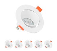 Spot LED Encastrable Orientable,Lot 6,Dimmable Spot Encastrable Salle de Bain,3000K,Ø85,IP44,7W GU10 Ampoules,Éclairage Plafond Spots Pour Salon Cuisine Chambre à Coucher,Ouverture 70-80MM,Blanc,ABS
