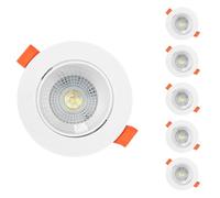 Spot LED Encastrable Orientable,Lot 6,Dimmable Spot Encastrable Salle de Bain,6000K,Ø85,IP44,7W GU10 Ampoules,Éclairage Plafond Spots Pour Salon Cuisine Chambre à Coucher,Ouverture 70-80MM,Blanc,ABS
