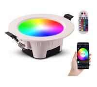 Spot LED Encastrable RGB Couleur Luminosité Réglable 700 Lumens avec Télécommande pour Salle de Bain, 5W (lot de 1)