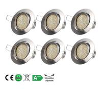 Spot LED encastrable ultra plat 3,5 W-Blanc chaud-Aspect acier inoxydable-IP20-230 V-Angle d'éclairage 120° LBQ79